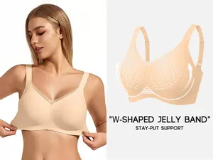 VQJ Women's Wireless Comfort Bra — No Underwire, Jelly Soft Full Coverage, Breathable V-Mesh Bralette for All-Day Support