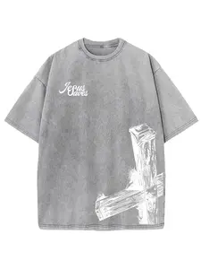 Jesus All Men'S Washed Casual Sports Style T-Shirt - Trendy Fashionable Street Style For Travel And Sports Wear