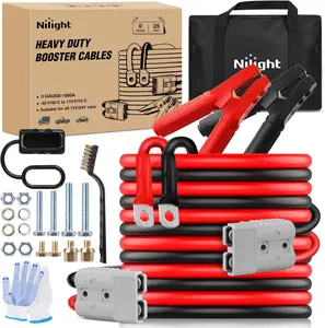 Nilight 0 Gauge 25 Feet Heavy Duty Jumper Cables 1000 Amp Booster Battery Cables with Permanent Installation kit and Quick Connect Plug Includes carrying bag for 12V & 24V Cars SUVs and Trucks