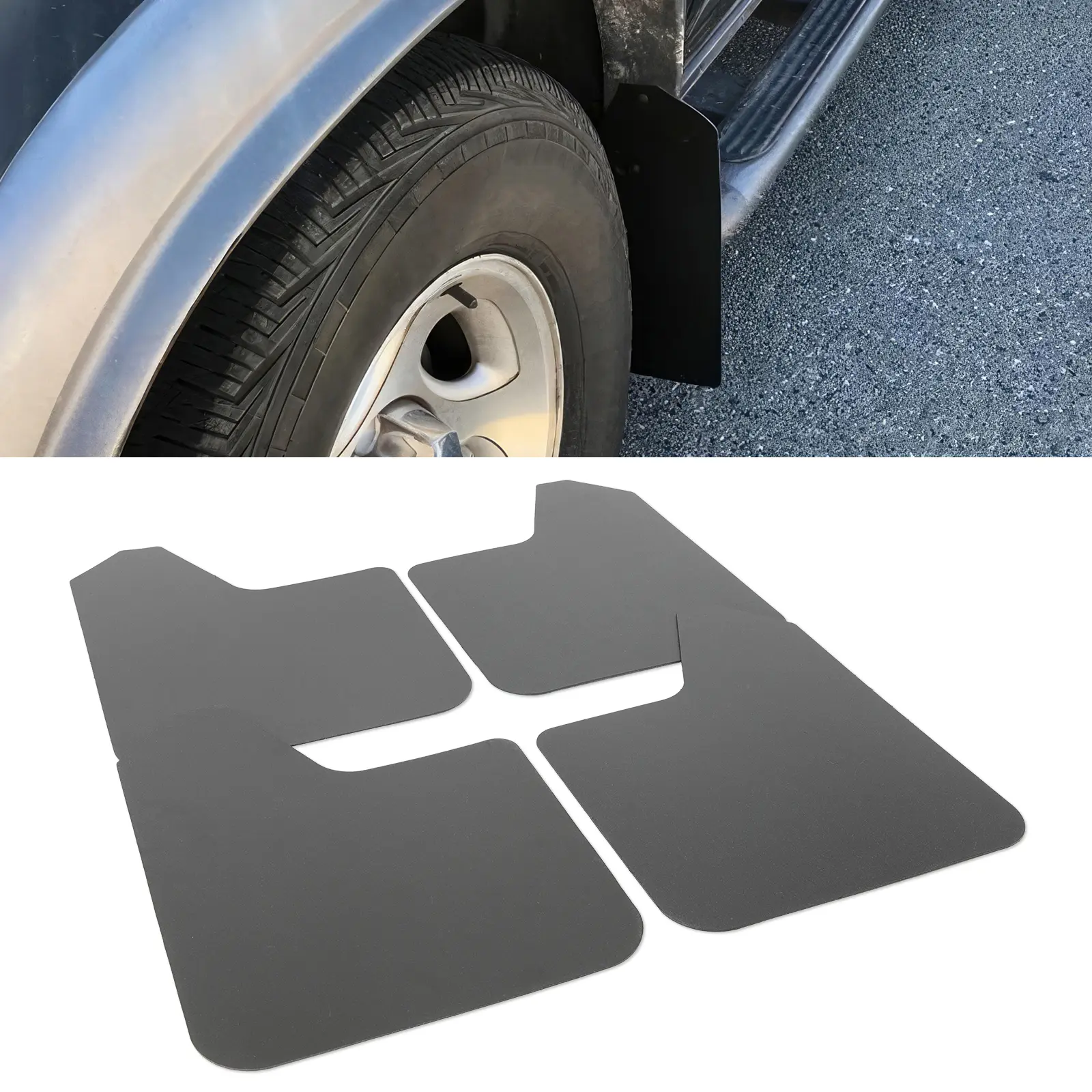 4PCS Black Universal Car Mud Flaps Splash Guards Front Rear All Weather Flexible Bendable Fender Flares Mudguards Compatible With Pickup SUV Truck Van Automotive Vehicle Accessories