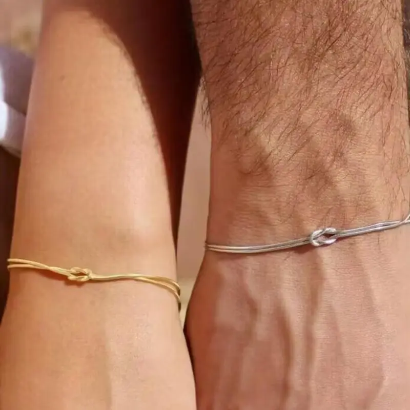 Simple Knot Design Bracelet, Love Knot Bracelet, Bracelet for Couple, Fashion Matching Bracelet, Casual Trendy Accessories for Women & Men, Fashion Jewelry for Daily Wear, Stackable Bracelets, Friendship Bracelets, Stacked Design Bracelets
