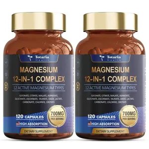 Must-Have 2 pack/3 pack  12-in-1 700mg Magnesium Complex | Glycinate Citrate Malate Oxide Taurate Aspartate Orotate, Vegan Capsules for Muscle, Heart, and Relaxation Support | Non-GMO | 240 captures