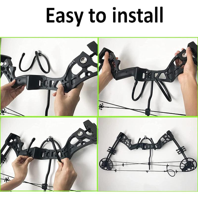 4 Pack Universal Bow Display Brackets Wall Hanger Hook Wall Mount Storage Rack to Display Your Bow - Sturdy Yet Flexible,Hold up to 20 Lbs - Easy to Install - Hold 4 Bow - No Bow