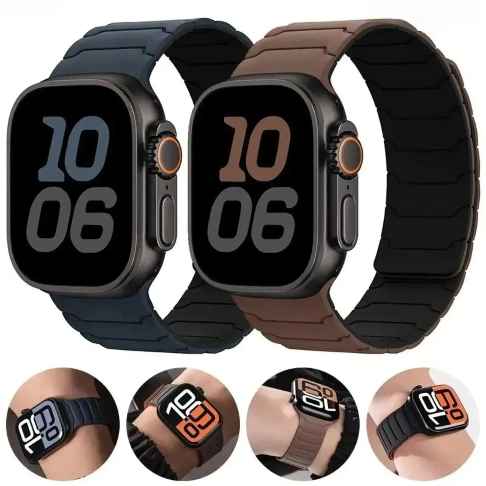 2026 Trendy Magnetic SiliconeiWatch Band – Adjustable Sport Strap Compatible with 38–49mm Ultra 2, SE & Series 7–10, Soft Waterproof Breathable Lightweight Wristband for Workout, Daily Wear & Gift, Smartwatch Accessories, Casual