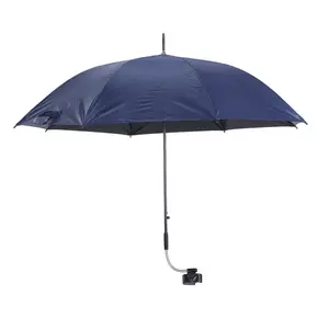 23Inch UV Protection Stroller Parasol with Clamp UPF 50 Sun Visor Umbrellas Windproof Portable Sunshade Umbrella for Trolley Bike Wheelchair Beach Chair