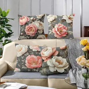 Floral Pattern Cushion Cover, 4 Counts/set Square Throw Pillow Cover, Household Decoration Supplies for Home Living Room Bedroom Sofa Couch, Floral Cushion Covers