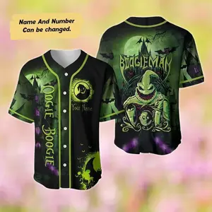 Custom Name Halloween Oogie Boogie Baseball Jersey, Custom Name Baseball Shirt, Nightmare Before Christmas Baseball Shirt, Horror Shirt