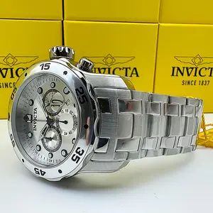 Invicta Men's Pro Diver Scuba Classic VD53 Chronograph Stainless Steel Watch with All Silver Dial and Durable Design
