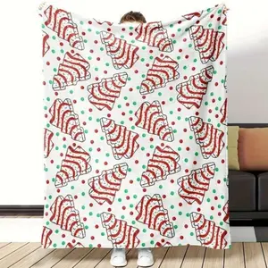 Cozy Christmas Tree Pattern Blanket, Machine Washable, Suitable For Bedroom Living Room Decoration Soft and ComFortable Blanket Christmas gifts