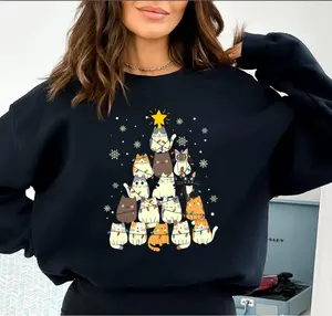 Meowy Christmas Shirt, Cat Christmas Sweatshirt, Cat Lover Xmas T-Shirt, Christmas Cat Mom Sweater, Catmas Gift For New Year, Xmas Crewneck