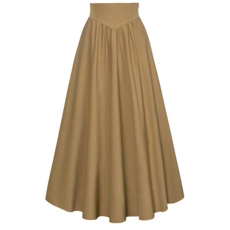 OK LADY Size Chart 2025 New European And American AliExpress Amazon EBay Best Selling Women's Pocket Elastic High Waist Bandage Long Skirt Casual Fabric White Bottoms Womenswear Polyester