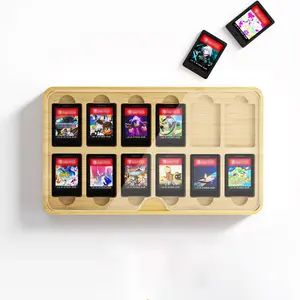 Premium Bamboo & Acrylic Game Card Storage Box for Nintendo Switch Series with 12 Slots Video Game Cards