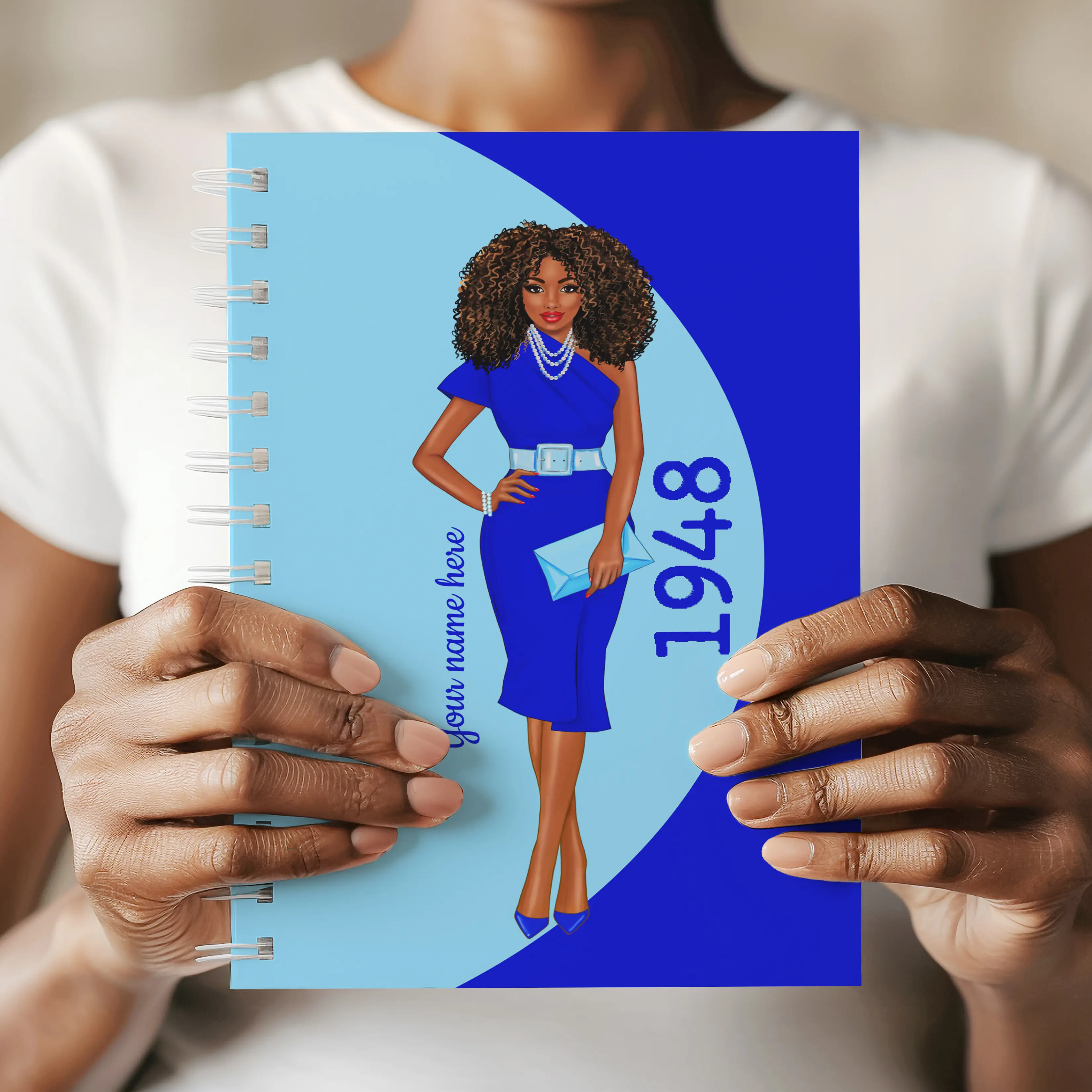 Zeta Amicae 1948 Personalized Spiral Planner - Custom Name Print Office Stationery Notebook, Royal & Sky Blue Sorority Gift, 300 Pages = 150 Sheets (Black Spiral)), Easy Use, Various Sizes, A5 (5.83"x8.27" 8.27 inches) Compact Portable for Entrepreneurs