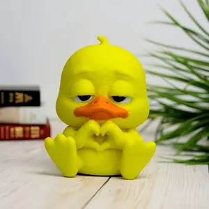 1pc Cute Heart Hands Duck Car Decor - Adorable Sitting Duck Statue, Multi-Color Print for Dashboard & Desk. Premium Gift for Christmas, Valentine Day. Perfect as Auto Ornament, Home Office Decor, Party Supplies & Festival Celebration Accessory.