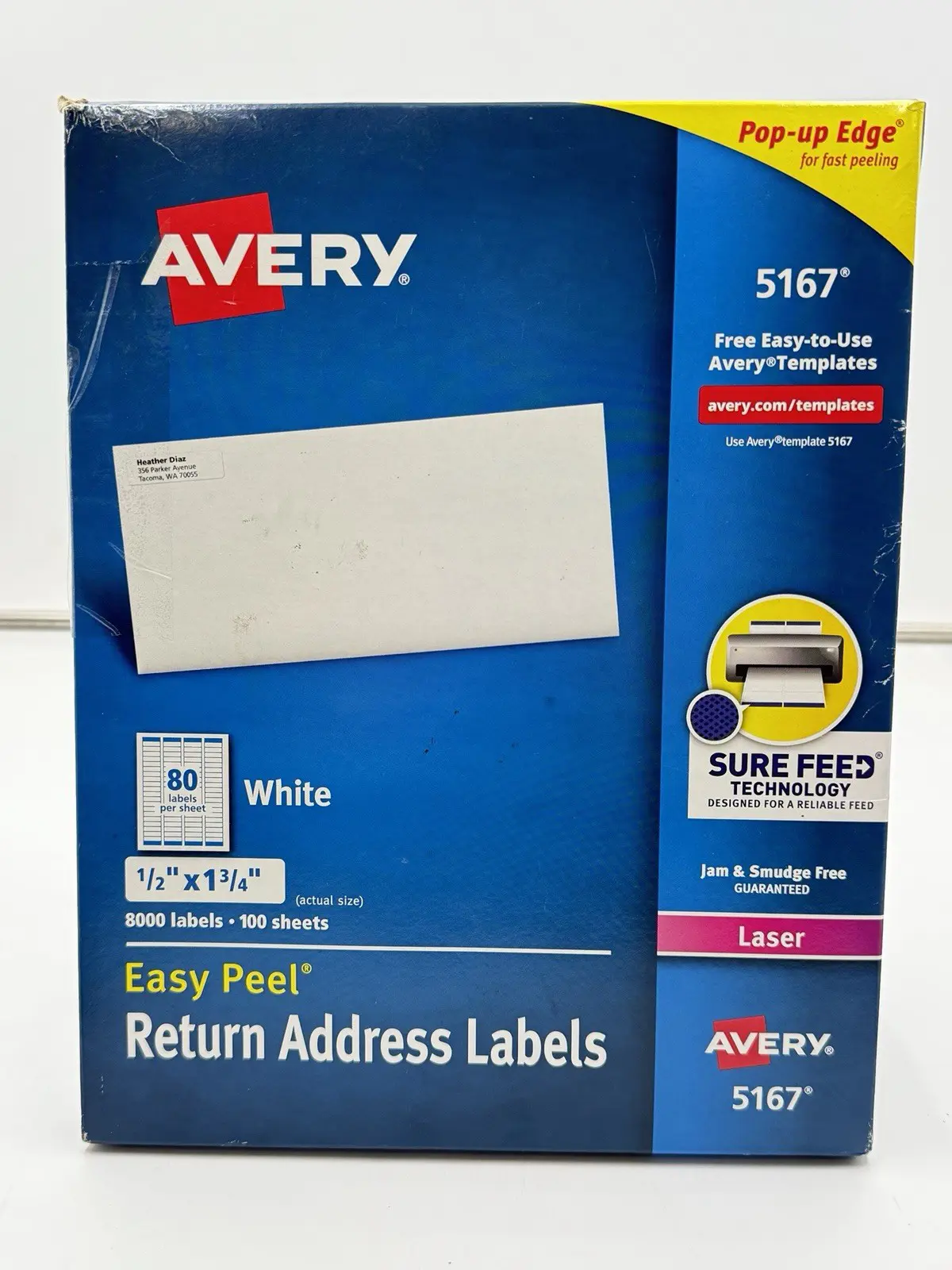 Avery Printable Return Address Labels Sure Feed 0.5x1.75 White 8000 Pack 5167