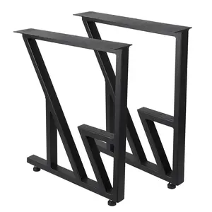 GARVEE Heavy Duty Table Legs 28"H×24"W, 2PCS - Black Cast Iron with Reinforced Triangle Shape, Industrial Modern Design for DIY Furniture, Desk, Bench, Dining Tables