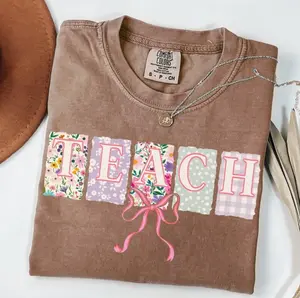 Comfort Colors Teach T-Shirt, Floral Teacher TShirt, Coquette Bow Teacher Shirt, Springtime Teacher Tee, Easter Teacher Gift, Appreciation