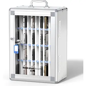36 Slots Phone Locker, Cell Phone Storage Cabinet Pocket Chart Lock Box with Key [Wall Mounted] [ Alloy] Mobile Phone Lockbox with Handle for Classroom Office  ()