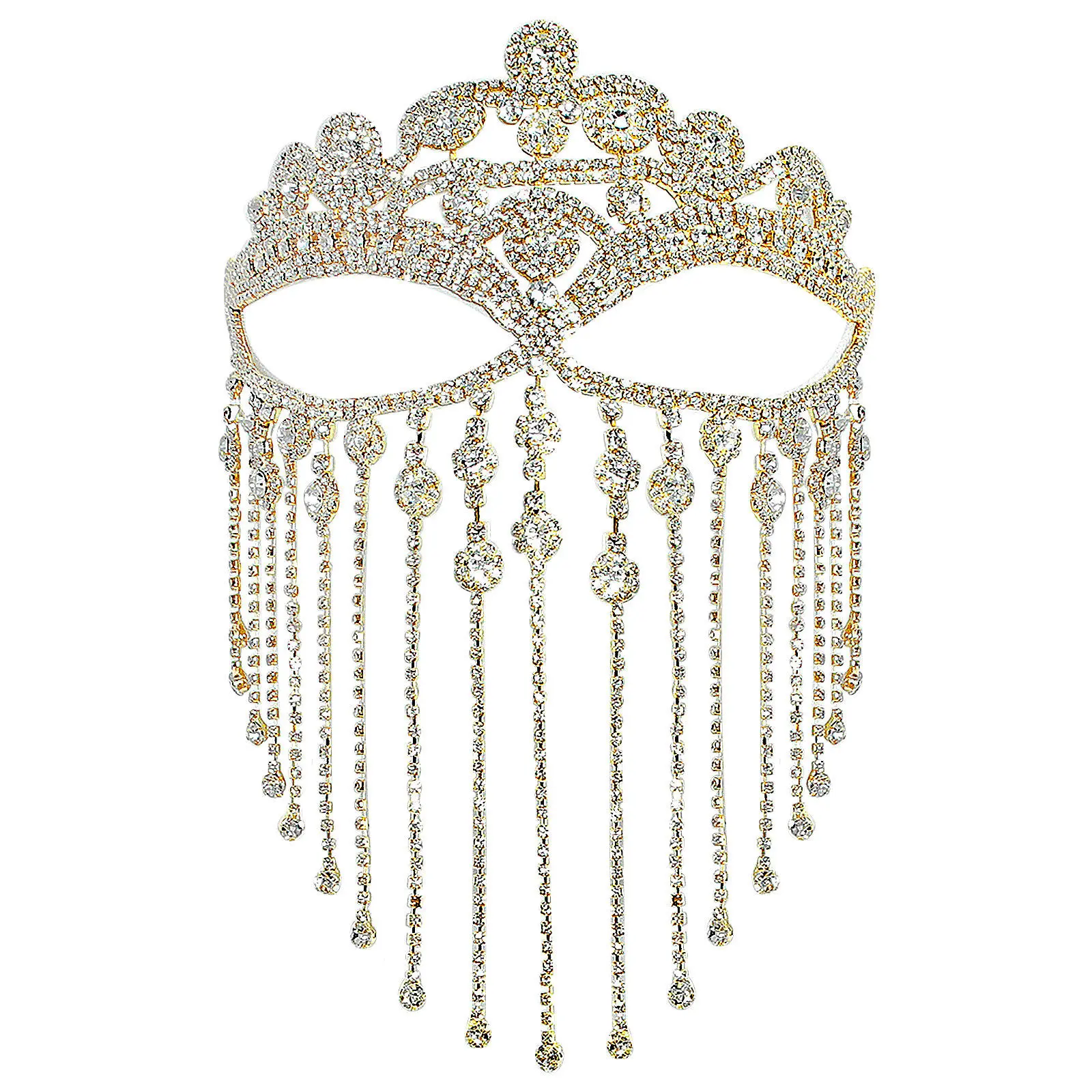 OIDEA Women's Rhinestone Tassel Mask - Luxury Alloy Base Face Jewelry, Adjustable Comfortable Fit, Lightweight Festive Party & Wedding Accessory, Home & Festive Party Supplies Accessories