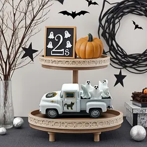 Halloween Decorations, Vintage Farm Truck Statue, Three-Piece Set, Autumn Party Decoration, Halloween Truck Ornament