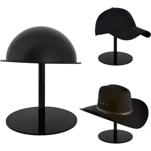8'' High Hat Display Stands for Vendors, Durable Black  Hat Holder Stand for Salon, Domed Cap Rack with Brim, Cowboy Hat Holder, Baseball Cap Rack, Wig Holder