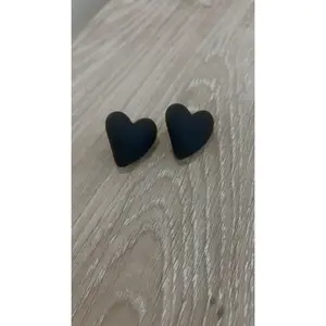 Black Big Heart Earrings