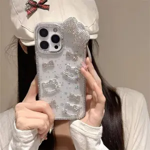 Star-Printed 3D Cat Bow Set For iPhone 12 13 14 15 16  Pro Max Creative and Sophisticated