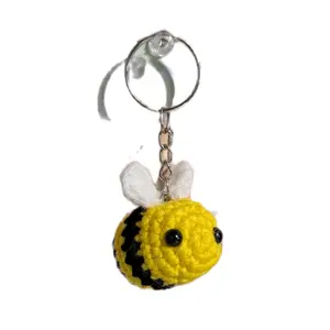 Handmade Crochet Bee Keychain - Yellow, Blue and Pink Options