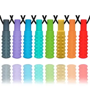 FNE43 Sensory Chew Necklaces for Boys Girls and Adults, 8 Pack Chew Necklace for Autism, ADHD, SPD, Biting, Silicone Chew Necklace for Adults Reduce Chewing Anxiety Fidget