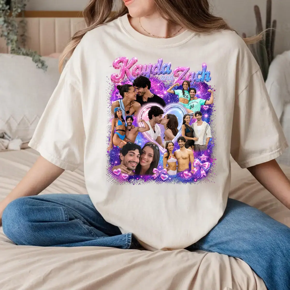 Kayda & Zach Graphic T-Shirt, Vintage Portrait Design, Retro Casual Streetwear Tee