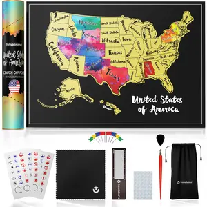 USA Scratch Off Map + 25 Accessories (Black)