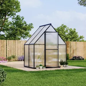 6X4FT Polycarbonate Greenhouse with Aluminum Frame, Polycarbonate Greenhouse for Outdoors, Greenhouses with Ventilation and Rain Gutter,Black