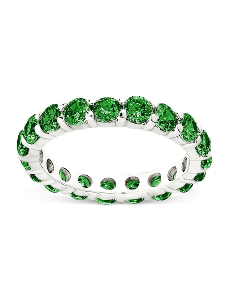 Sterling Silver Gracie Emerald CZ Eternity Ring Sterling Silver Gracie Emerald CZ Eternity Ring