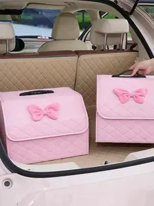 Foldable Car Trunk Storage Box, Bow Design Multifunctional Car Organizer for Women and Girls, Valentine's Day Gift, Car Organization Supplies