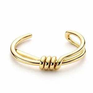 Vale & Veil — Paris | Souverain Knot Cuff | Hand-Sculpted Gold Bangle Bracelet (BAT0198G)