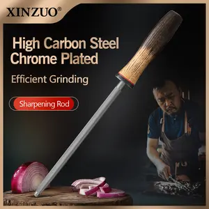 XINZUO Mo Series Damascus Steel Bone Chopper, 7.28 Inches in Length, Features 67 Layers of Damascus Super Steel Blade, 60±2 HRC Core Hardness, 15°±1 Edge Angle per Side, North American White Oak + Red G10 Handle, and Comes in an Exquisitely Designed Gift