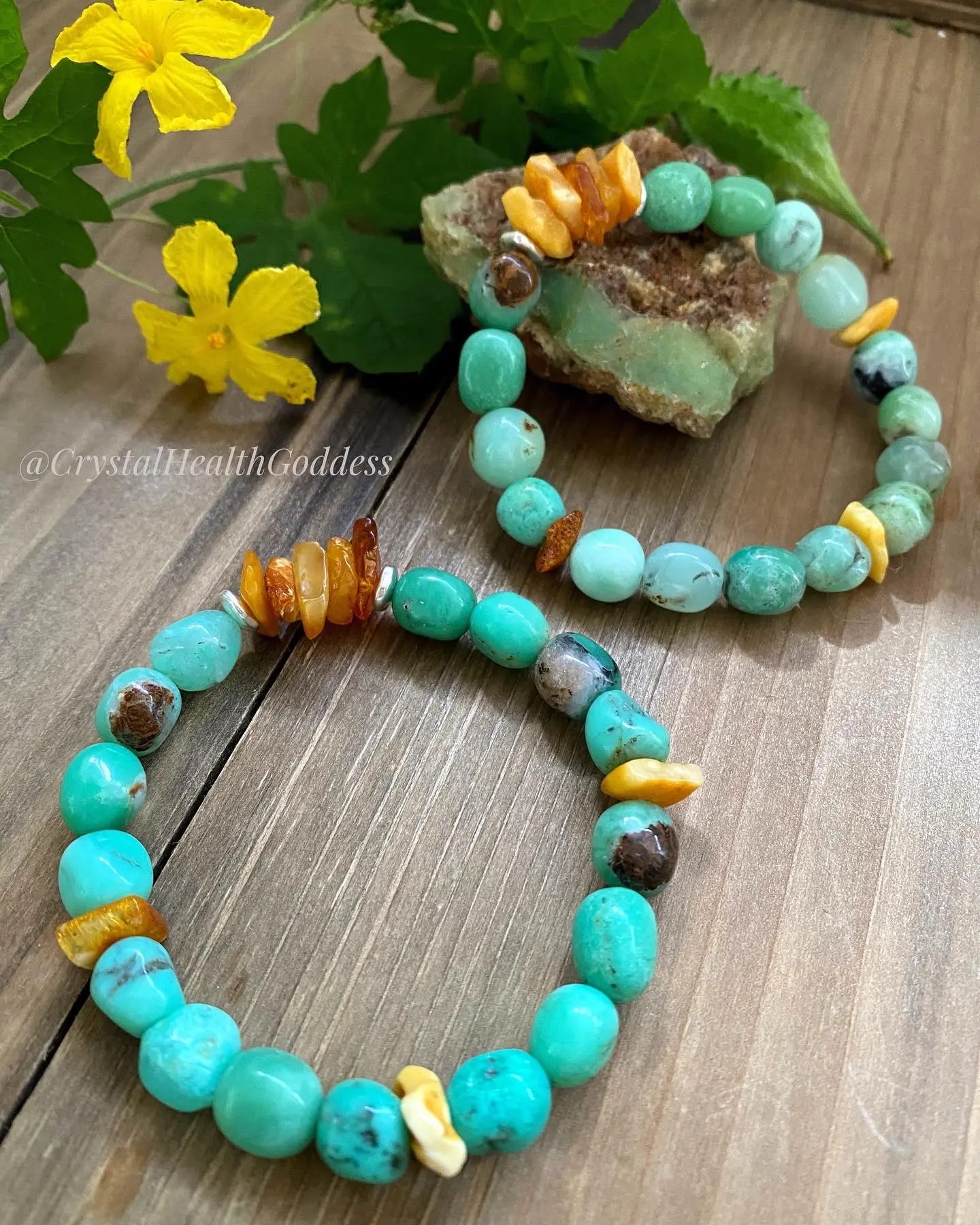 Genuine Baltic Amber with Australian Chrysoprase Bracelet