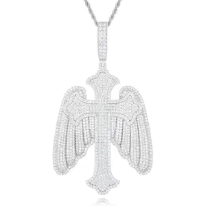 【#CMP07】 Wings Cross Pendant UCCIYO Lab-Created Moissanite Pendant Copper Moissanite Necklace for Women Men Hip Hop Jewelry Gift P674