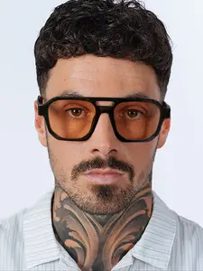 Vintage High-quality Unisex Dual-bridge Aviator Sunglasses, Uv Protection, Pc Frame Lightweight Durable Sunglasses, Casual Style, All Seasons Wear