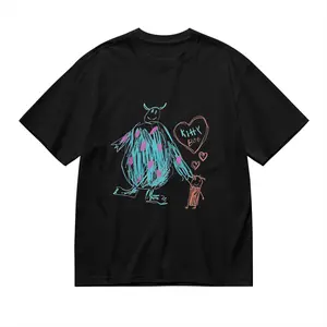 Monsters Inc Sulley & Kitty Cartoon Graphic T-Shirt, Funny Character Print Black Short Sleeve Unisex Casual All-Season Official Fan Tee