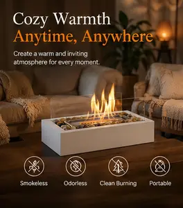 Smokeless Tabletop Fire Pit Fireplace – Portable Indoor & Outdoor Bio Ethanol Fireplace for Cozy Home Decor, Patio & Romantic Nights