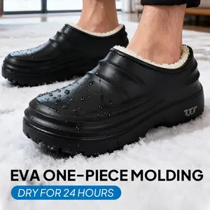 Practical Work Mules - Thick-Soled with Plush Velvet Lining Waterproof & Quick-Dry Ideal for Chefs Nurses and Indoor Healthcare Use Comfortable Slip-On Shoes