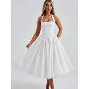 2025 New cross-border dresses from Europe and America, puffy dresses, evening gowns, women's lace-up dresses