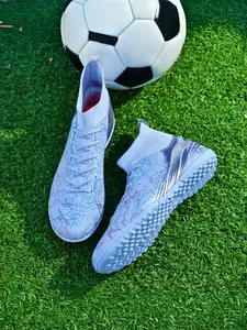 1 Pair Kids High-Top Turf Soccer Cleats | Streetwear Style | Reinforced Toe Cap + Ankle Support | For School Leagues / Amateur Training / Daily OOTD