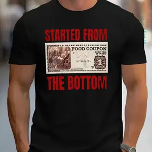 Started From The Bottom" Food Coupon Graphic 100% Cotton T-Shirt – Playful Nostalgic Vibes + Ultra-Soft Comfort