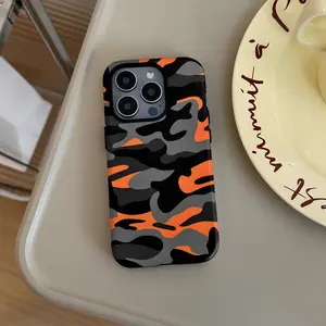 Camouflage Lines Cool Unique Two-In-One Film Case - Tough, Dual Layered Case for Superior Protection, Durable, Drop-proof - for iPhone 16, 15, 14, 13, 12, 11, 8, 7, X, XS, XR, Plus, Pro, Max, Mini, SE2, SE3, Perfect Birt Compatible with Samsung Galaxy S25