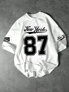 Men's Number Print Round Neck Tee, Regular Fit Casual Short Sleeve Crew Neck T-Shirt for Summer, Fashion Men's Top for Daily Wear, Jersey Tee, Athletic Shirt