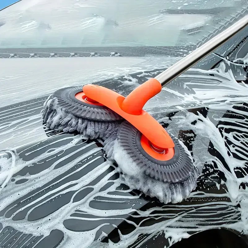 43" Long-Reach Car Wash Brush with 360° Swivel Chenille Mop Head, Scratch-Proof Detailing Tool for Cars, Trucks, Home Surfaces