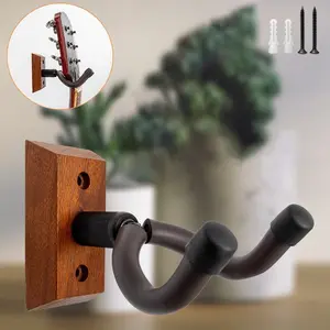 Walnut Wood Guitar Stand for Electric and Acoustic Guitars, Guitar Hanger, Universal Ukulele Wall Hook, Space-Saving Design, Instrument Accessories for Musicians