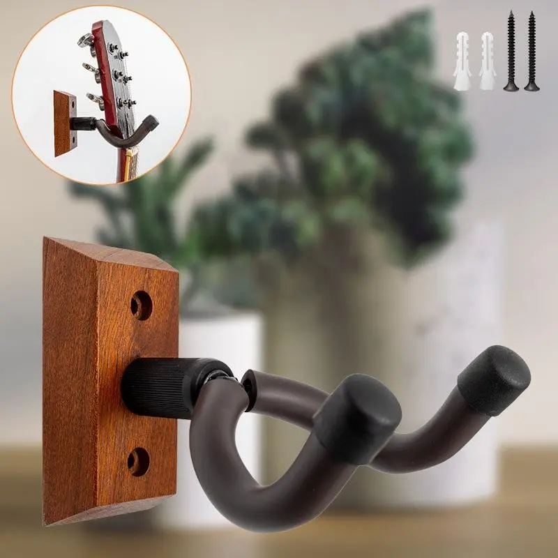 Walnut Wood Guitar Stand for Electric and Acoustic Guitars, Guitar Hanger, Universal Ukulele Wall Hook, Space-Saving Design, Instrument Accessories for Musicians